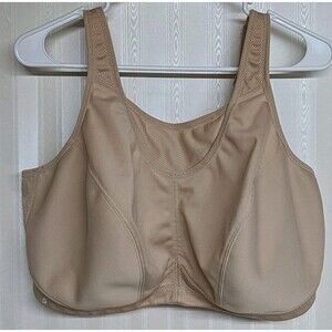 Glamorise Sport Bra Beige 44F Activewear Wireless Support Full Figure 44 F / DDD